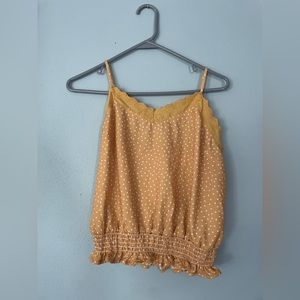 Nice yellow dress tank top with white polka dots